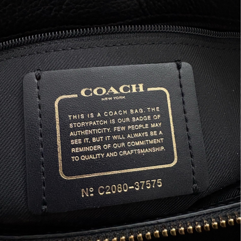 Coach Mercer Black Leather Satchel with Gold Accents - Picture 13 of 13